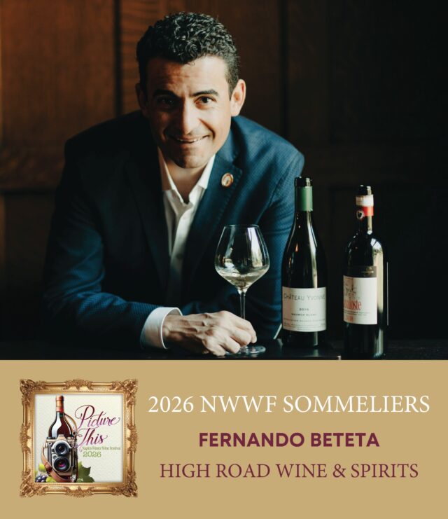 We are proud to have assembled another amazing lineup featuring many of the nation’s most gifted sommeliers for this year’s Naples Winter Wine Festival. Please help us welcome Fernando Beteta, MS of High Road Wine & Spirits in Chicago, Illinois.
Born in Antigua, Guatemala, Beteta’s early life was rooted in hospitality. He pursued hotel management studies in Florence and at the prestigious École hôtelière de Lausanne, refining his skills through apprenticeships across Europe and Thailand. His passion for wine developed while managing The Dining Room at The Ritz-Carlton, Chicago, eventually leading him to serve as sommelier at NoMI in the Park Hyatt, overseeing a cellar of over 10,000 bottles. A Master Sommelier in just six years, he has been recognized as “America’s Best New Sommeliers.” Today, Beteta is a partner at High Road Wine & Spirits and shares his expertise through PopSomm, offering tastings, classes and immersive wine experiences, with a focus on making wine approachable, engaging and enjoyable.