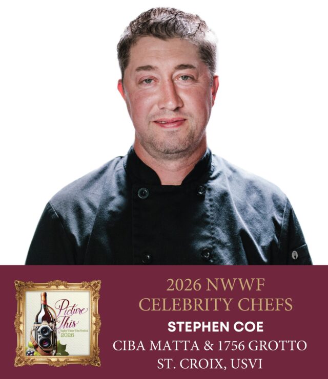 NWWF26 Celebrity Chef highlights! Today we are featuring Stephen Coe of Ciba Matta and 1756 Grotto in St. Croix, U.S. Virgin Islands.
Chef Stephen Coe is a nationally recognized, award-winning chef best known for defeating Bobby Flay on Chopped: Beat Bobby Flay with a rematch on the way. A graduate of Johnson & Wales, he’s a 4x Chopped champion, 7x World Food Champion and Olympic medalist. Owner of The Early Bird Café in Kingston, MA, and two award-winning food trucks, he was voted ‘Best Chef South of Boston’ in 2022 and 2023. Chef Coe also hosts Dangerous Eats, recently starred in A Taste of Love, and has a new cookbook, Lobsta Love, launching this fall.
