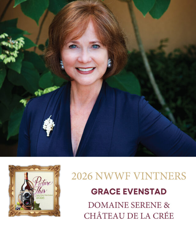 Joining the distinguished lineup for this year’s Naples Winter Wine Festival is Grace Evenstad of Domaine Serene Vineyards & Winery in Willamette Valley, Oregon and Château de la Crée in Burgundy, France.
Grace and Ken Evenstad founded Domaine Serene in Oregon’s Dundee Hills in 1989 with a mission to produce world-class Pinot Noir. Today, under Grace Evenstad’s leadership, the winery spans seven estate vineyards and over 360 acres of vines, including holdings in Burgundy, France, making them the only Oregon-based vintners with estates in both regions. Following Ken Evenstad’s passing in 2020, Grace continues their shared vision, crafting elegant, complex Pinot Noir and Chardonnay that reflect the finest terroirs of Oregon and Burgundy.